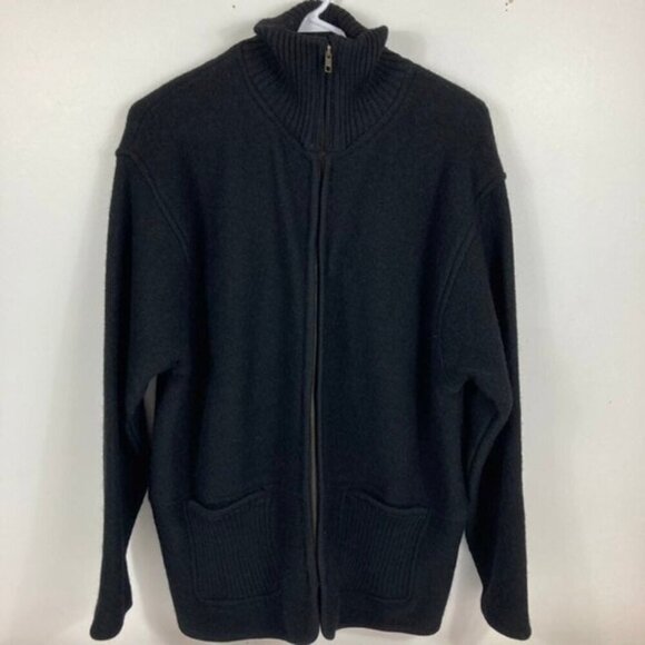 Womens Coldwater Creek Wool Cardigan Full Zip Grandpa Sweater Jacket L - Picture 1 of 10